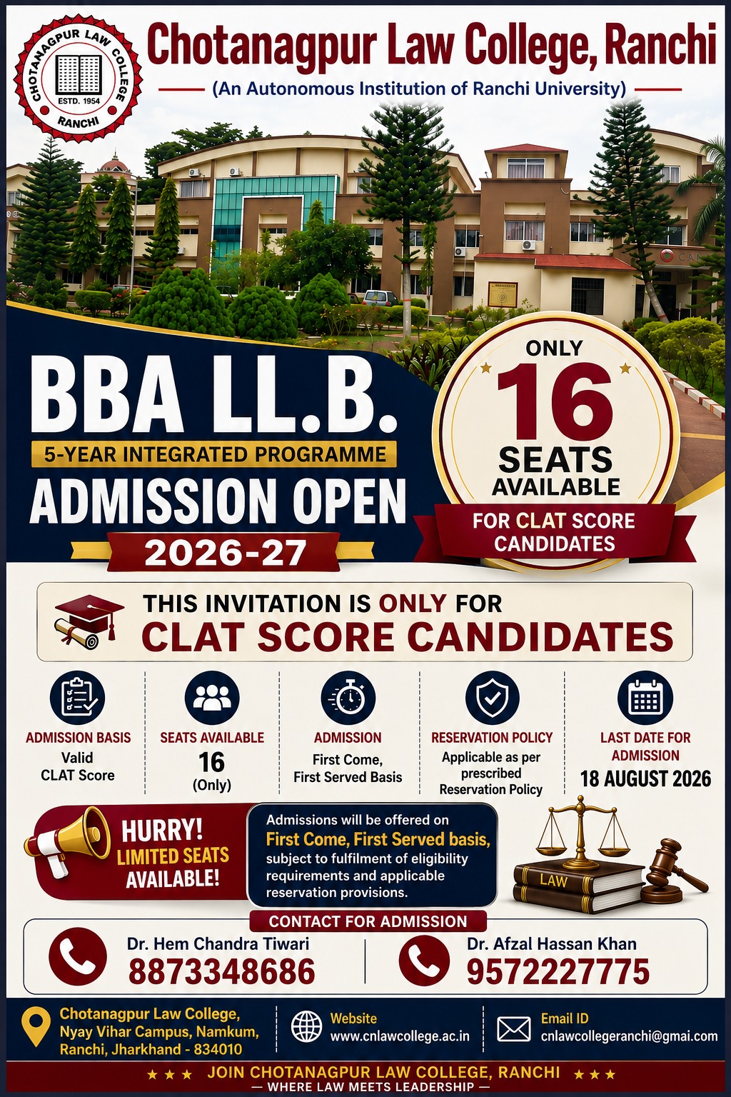 BBA LLB Admission Banner
